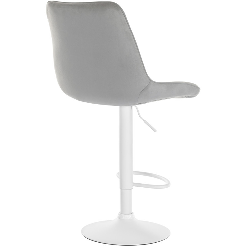 Tabouret de bar moderne en Velours Gris Métal Blanc Wenlia - 2