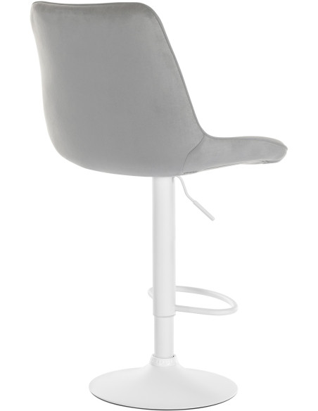 Tabouret de bar moderne en Velours Gris Métal Blanc Wenlia - 2