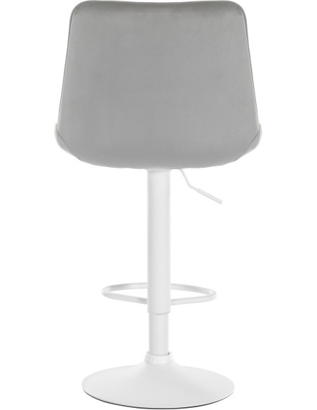 Tabouret de bar moderne en Velours Gris Métal Blanc Wenlia - 3
