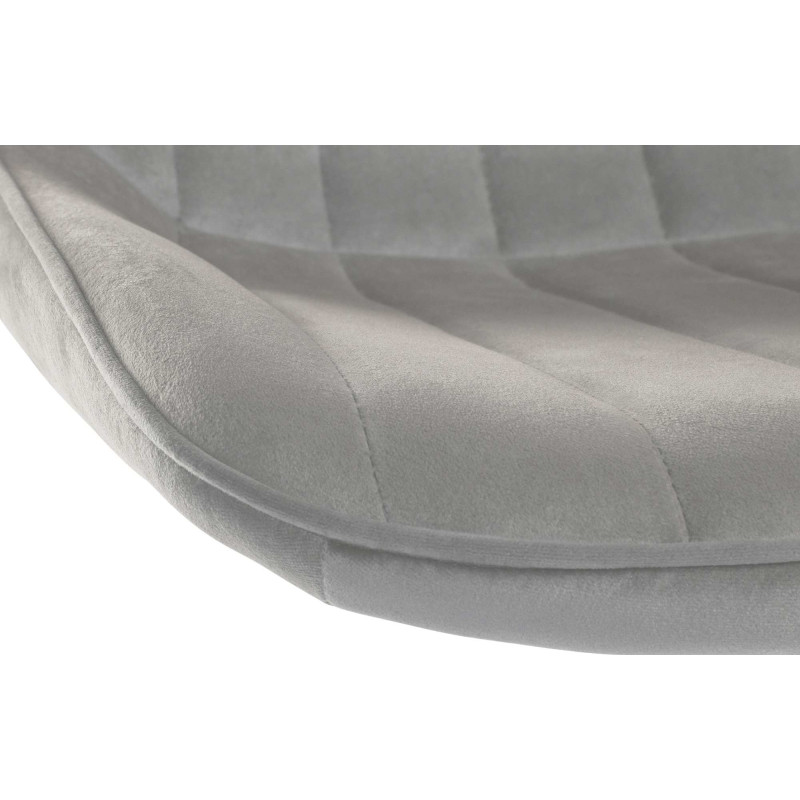 Tabouret de bar moderne en Velours Gris Métal Blanc Wenlia - 4