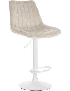 Tabouret de bar moderne en Velours Blanc crème Métal Blanc Wenlia - 1