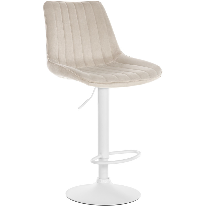 Tabouret de bar moderne en Velours Blanc crème Métal Blanc Wenlia - 1