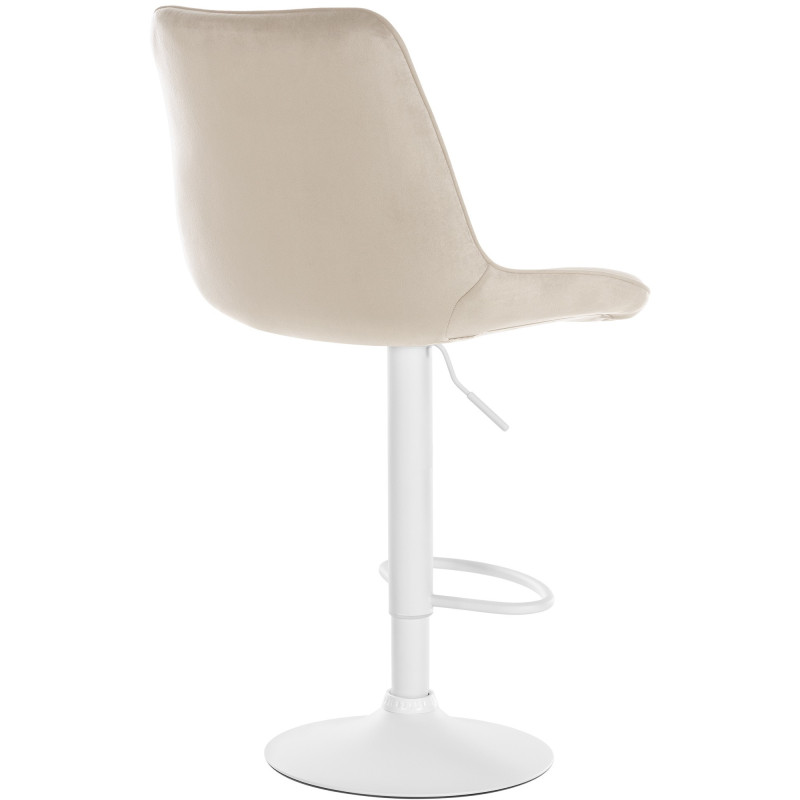 Tabouret de bar moderne en Velours Blanc crème Métal Blanc Wenlia - 2