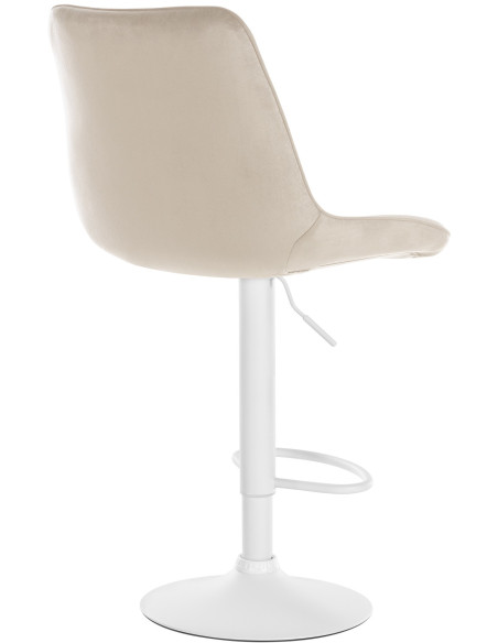 Tabouret de bar moderne en Velours Blanc crème Métal Blanc Wenlia - 2