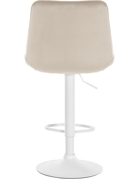 Tabouret de bar moderne en Velours Blanc crème Métal Blanc Wenlia - 3