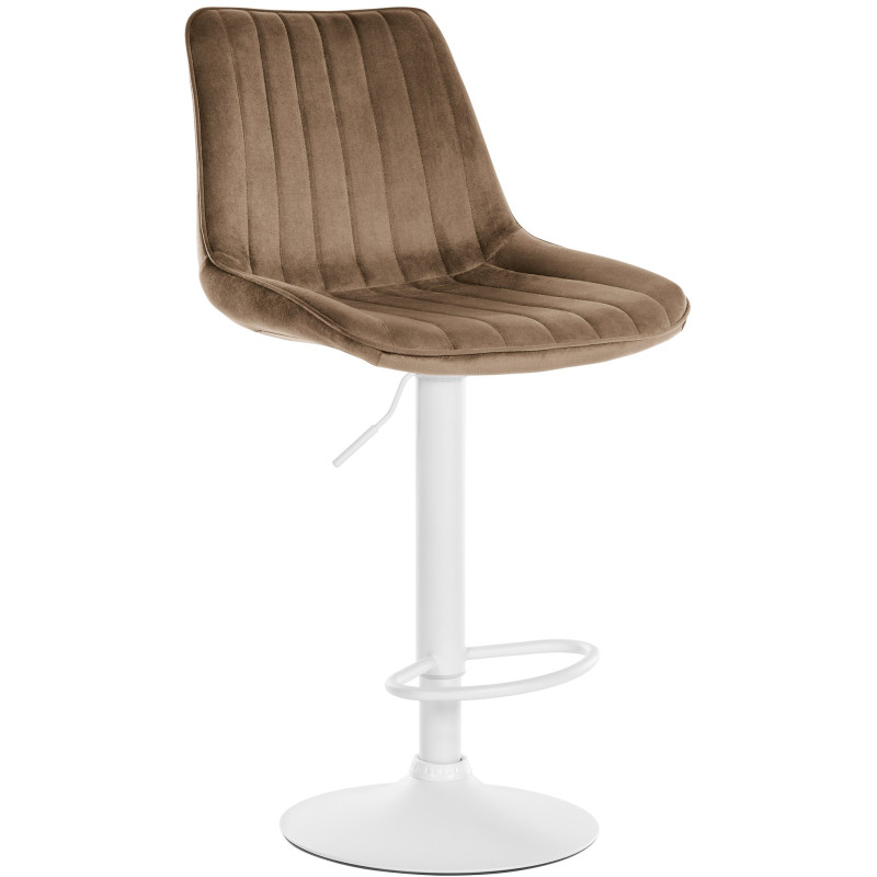 Tabouret de bar moderne en Velours Marron Métal Blanc Wenlia - 1
