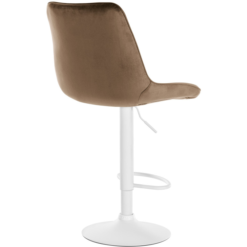 Tabouret de bar moderne en Velours Marron Métal Blanc Wenlia - 2