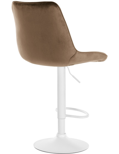 Tabouret de bar moderne en Velours Marron Métal Blanc Wenlia - 2