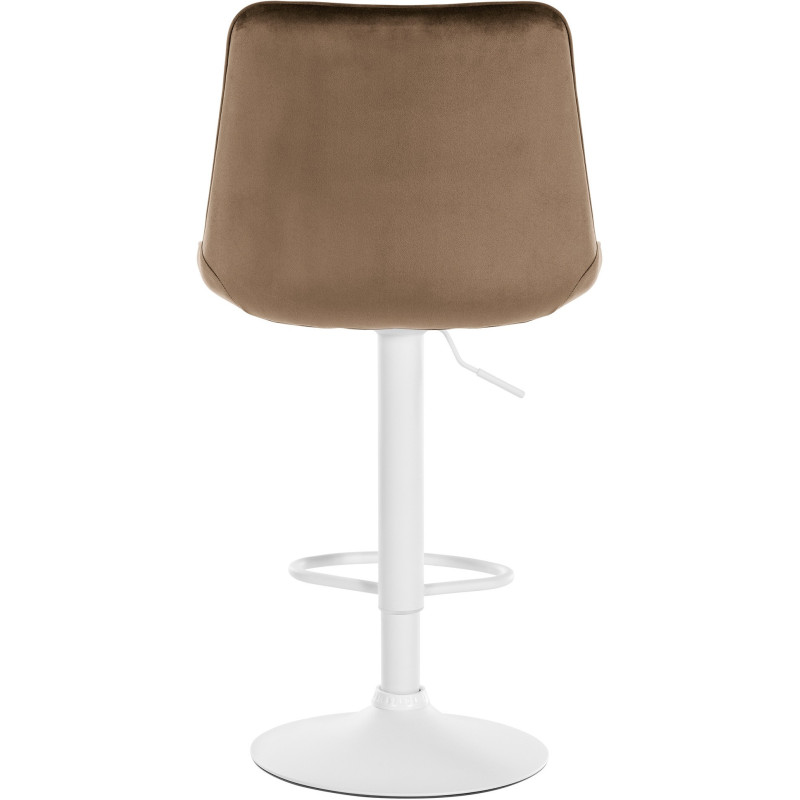 Tabouret de bar moderne en Velours Marron Métal Blanc Wenlia - 3