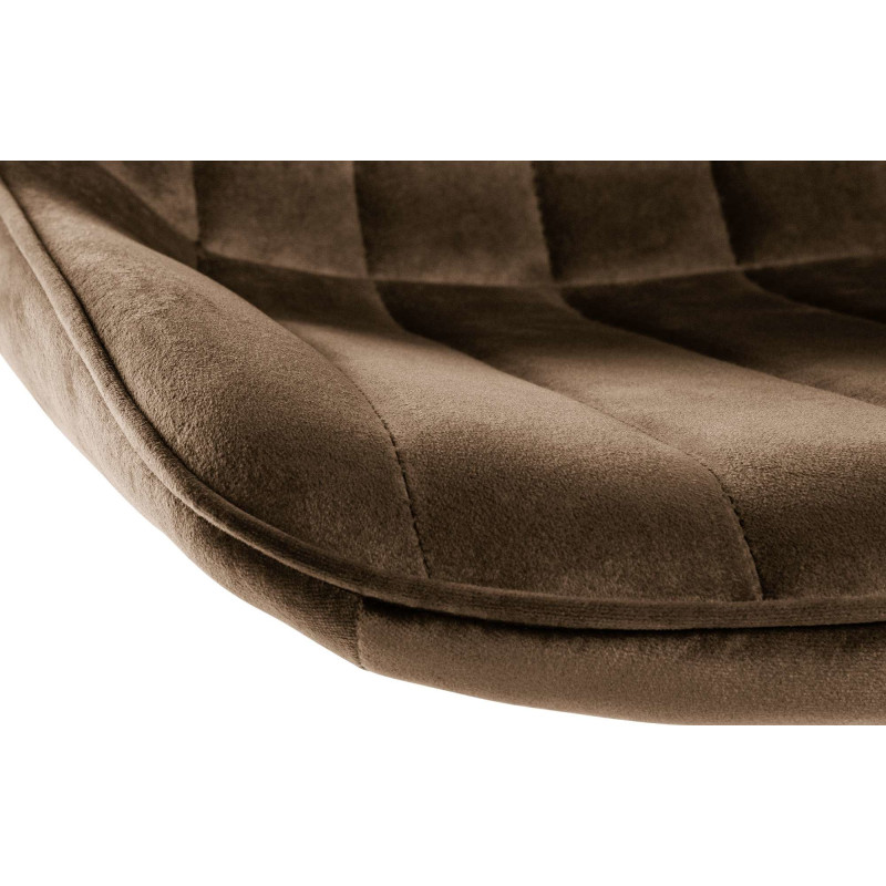 Tabouret de bar moderne en Velours Marron Métal Blanc Wenlia - 4