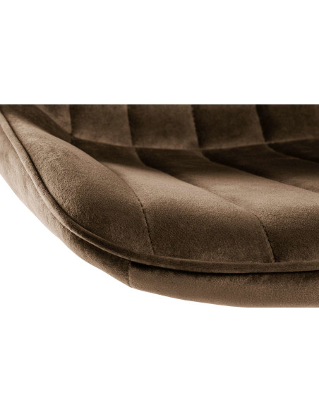 Tabouret de bar moderne en Velours Marron Métal Blanc Wenlia - 4