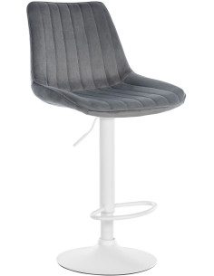 Tabouret de bar moderne en Velours Gris foncé Métal Blanc Wenlia - 1