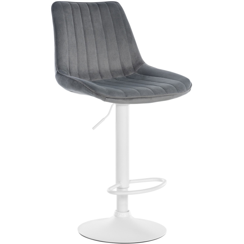 Tabouret de bar moderne en Velours Gris foncé Métal Blanc Wenlia - 1