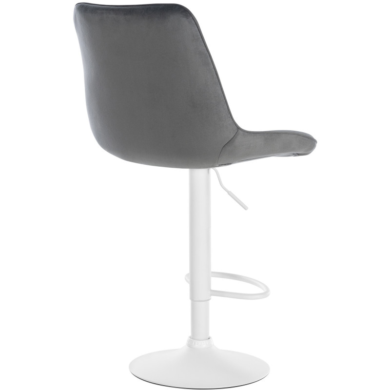 Tabouret de bar moderne en Velours Gris foncé Métal Blanc Wenlia - 2