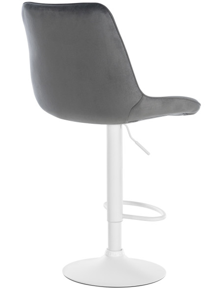 Tabouret de bar moderne en Velours Gris foncé Métal Blanc Wenlia - 2