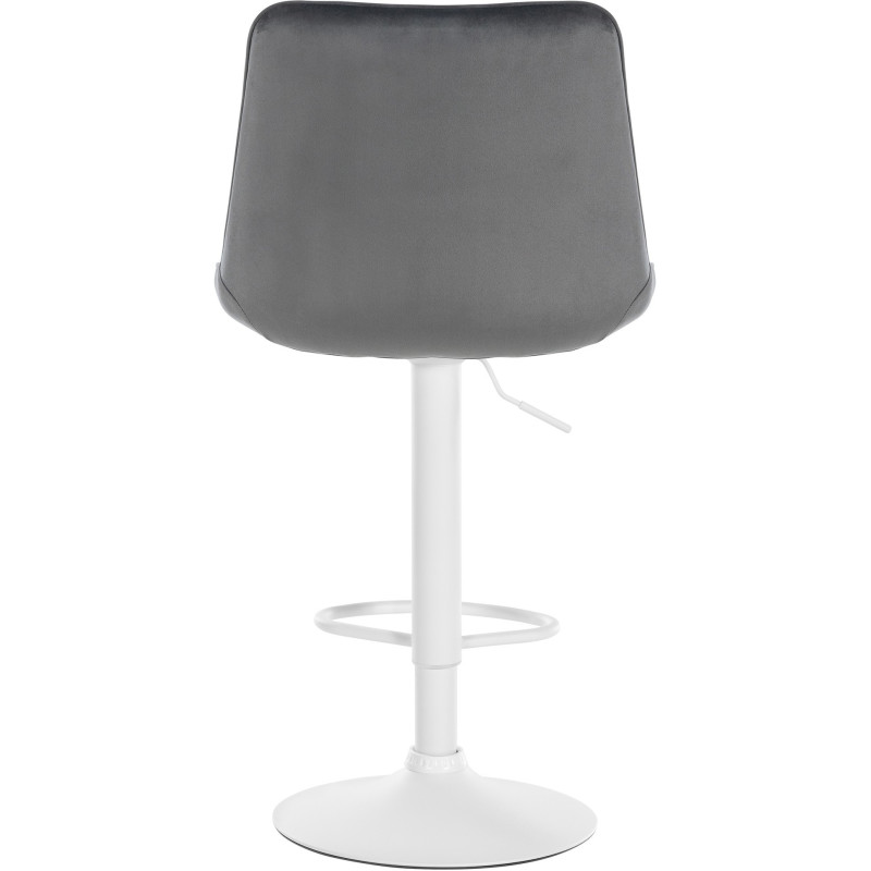 Tabouret de bar moderne en Velours Gris foncé Métal Blanc Wenlia - 3