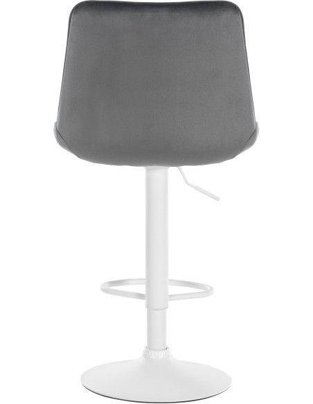 Tabouret de bar moderne en Velours Gris foncé Métal Blanc Wenlia - 3