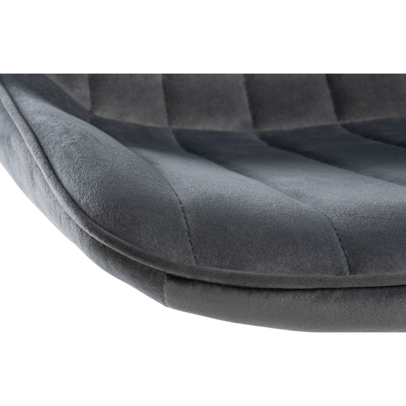 Tabouret de bar moderne en Velours Gris foncé Métal Blanc Wenlia - 4