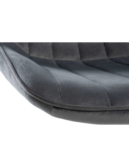 Tabouret de bar moderne en Velours Gris foncé Métal Blanc Wenlia - 4