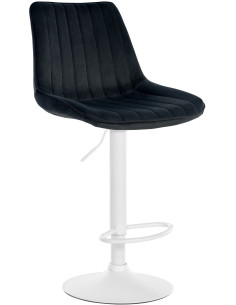 Tabouret de bar moderne en Velours Noir Métal Blanc Wenlia - 1