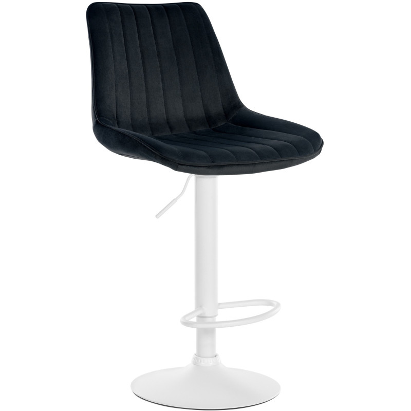 Tabouret de bar moderne en Velours Noir Métal Blanc Wenlia - 1