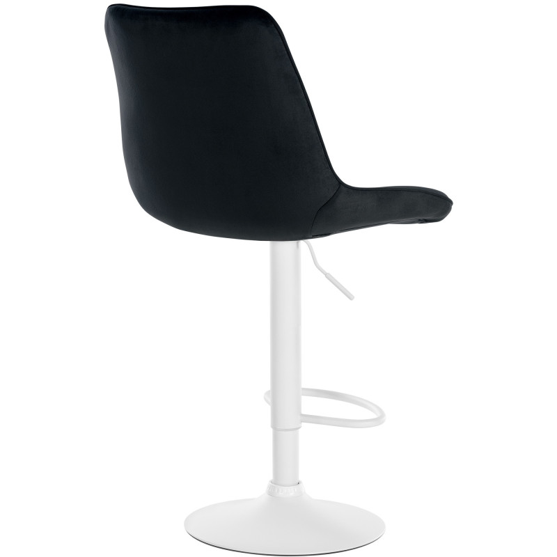 Tabouret de bar moderne en Velours Noir Métal Blanc Wenlia - 2