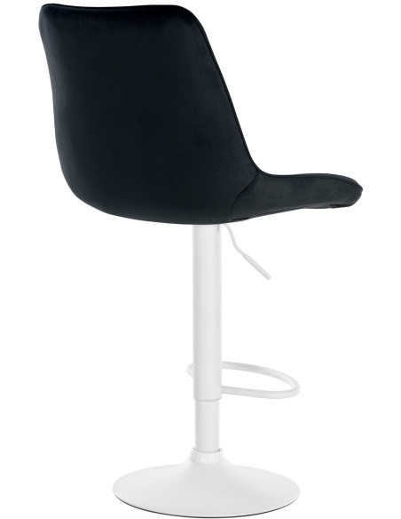 Tabouret de bar moderne en Velours Noir Métal Blanc Wenlia - 2