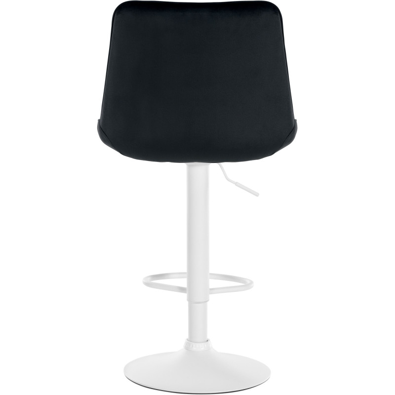 Tabouret de bar moderne en Velours Noir Métal Blanc Wenlia - 3