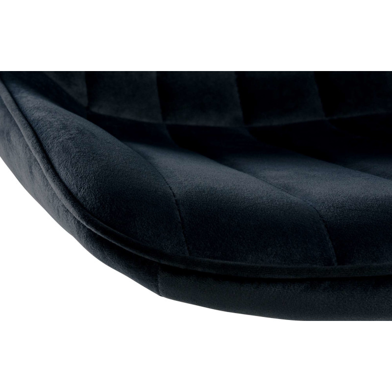 Tabouret de bar moderne en Velours Noir Métal Blanc Wenlia - 4