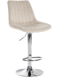 Tabouret de bar moderne en Velours Blanc crème Métal Argenté Wenlia - 1
