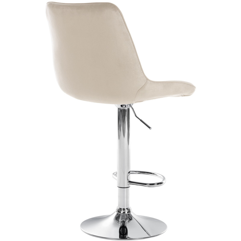 Tabouret de bar moderne en Velours Blanc crème Métal Argenté Wenlia - 2