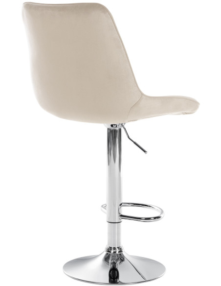 Tabouret de bar moderne en Velours Blanc crème Métal Argenté Wenlia - 2