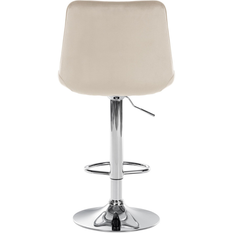 Tabouret de bar moderne en Velours Blanc crème Métal Argenté Wenlia - 3
