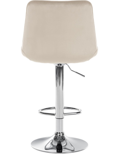 Tabouret de bar moderne en Velours Blanc crème Métal Argenté Wenlia - 3