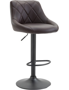 Tabouret de bar moderne chic en Polyuréthane Marron Métal Noir Zerion - 1