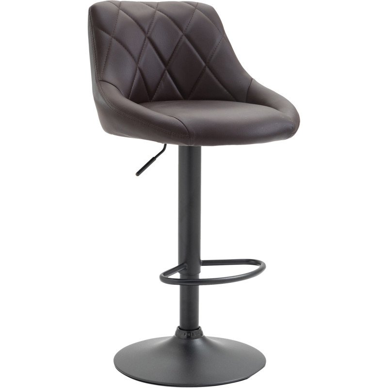 Tabouret de bar moderne chic en Polyuréthane Marron Métal Noir Zerion - 1