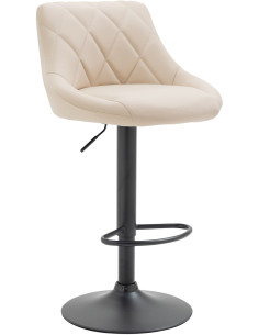 Tabouret de bar moderne chic en Polyuréthane Blanc crème Métal Noir Zerion - 1