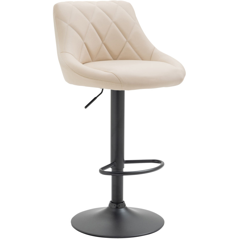 Tabouret de bar moderne chic en Polyuréthane Blanc crème Métal Noir Zerion - 1