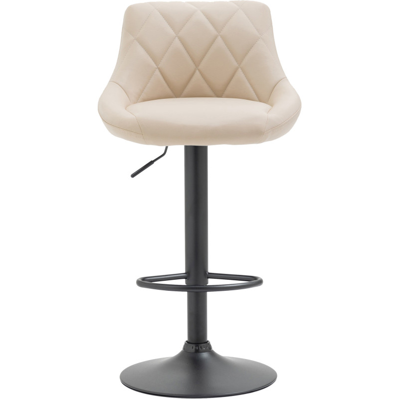 Tabouret de bar moderne chic en Polyuréthane Blanc crème Métal Noir Zerion - 2