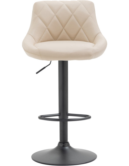 Tabouret de bar moderne chic en Polyuréthane Blanc crème Métal Noir Zerion - 2