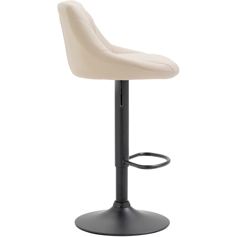 Tabouret de bar moderne chic en Polyuréthane Blanc crème Métal Noir Zerion - 3