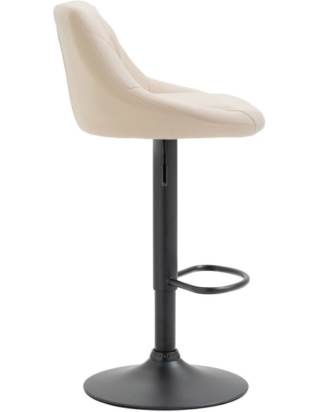 Tabouret de bar moderne chic en Polyuréthane Blanc crème Métal Noir Zerion - 3