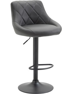 Tabouret de bar moderne chic en Polyuréthane Gris Métal Noir Zerion - 1