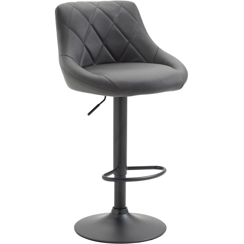Tabouret de bar moderne chic en Polyuréthane Gris Métal Noir Zerion - 1