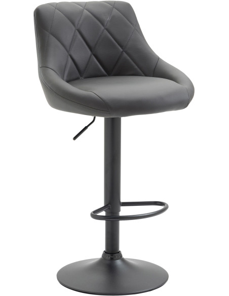 Tabouret de bar moderne chic en Polyuréthane Gris Métal Noir Zerion - 1