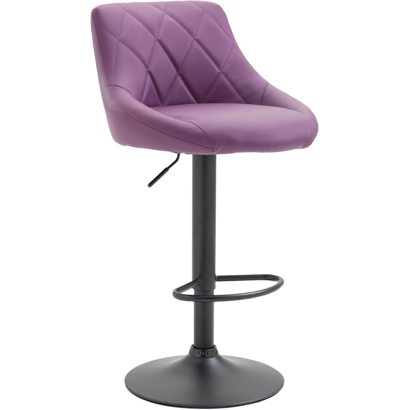 Tabouret de bar moderne chic en Polyuréthane Violet Métal Noir Zerion - 1