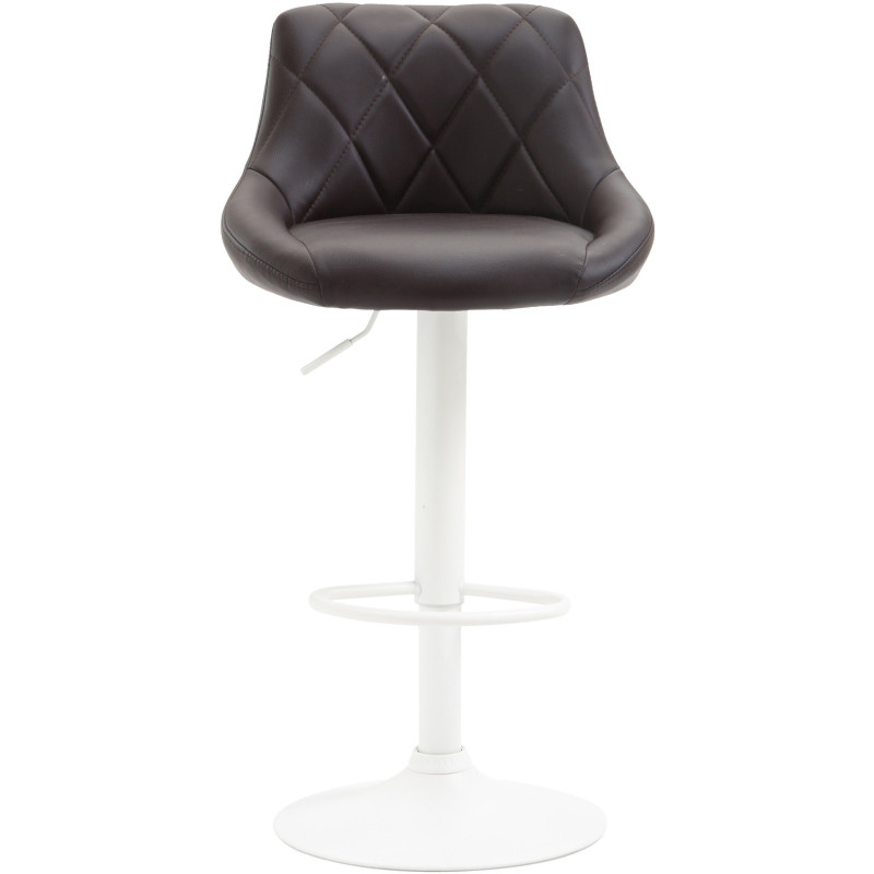 Tabouret de bar moderne chic en Polyuréthane Marron Métal Blanc Zerion - 2