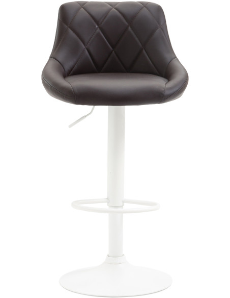 Tabouret de bar moderne chic en Polyuréthane Marron Métal Blanc Zerion - 2