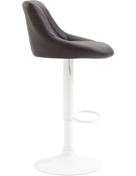Tabouret de bar moderne chic en Polyuréthane Marron Métal Blanc Zerion - 3