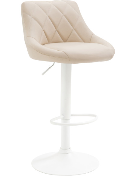 Tabouret de bar moderne chic en Polyuréthane Blanc crème Métal Blanc Zerion - 1